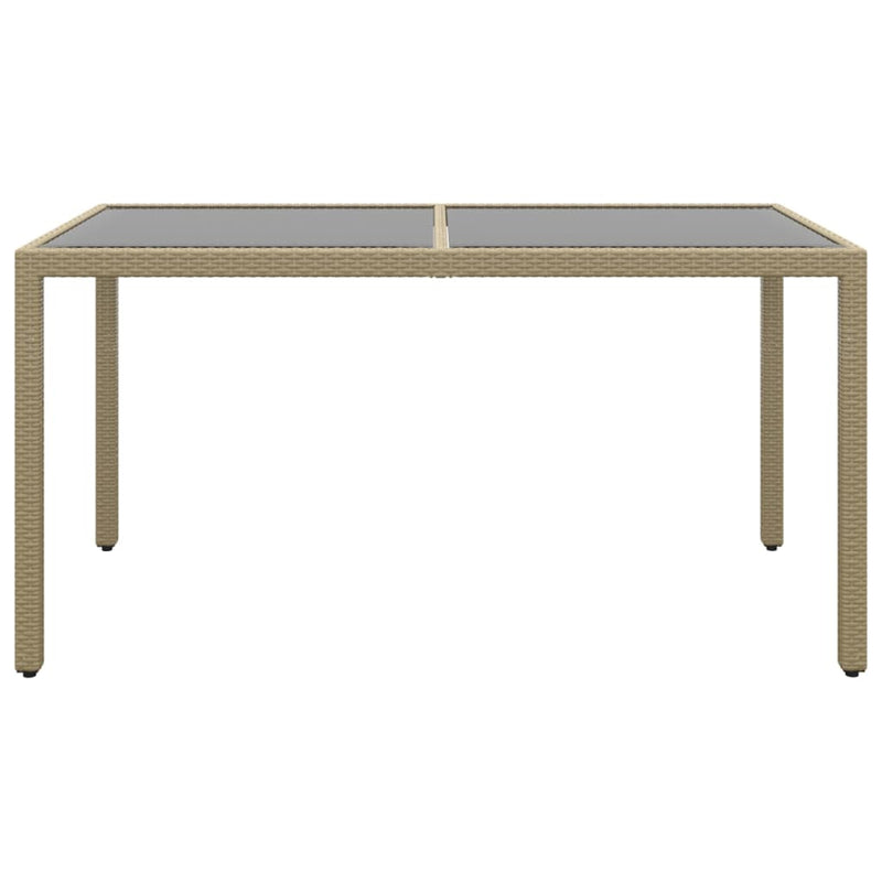 Tuintafel 150x90x75 cm gehard glas en poly rattan beige MeubelReus