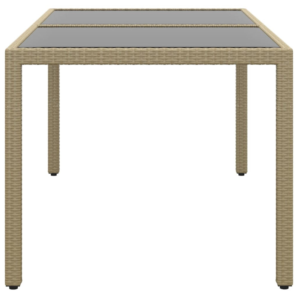 Tuintafel 150x90x75 cm gehard glas en poly rattan beige MeubelReus