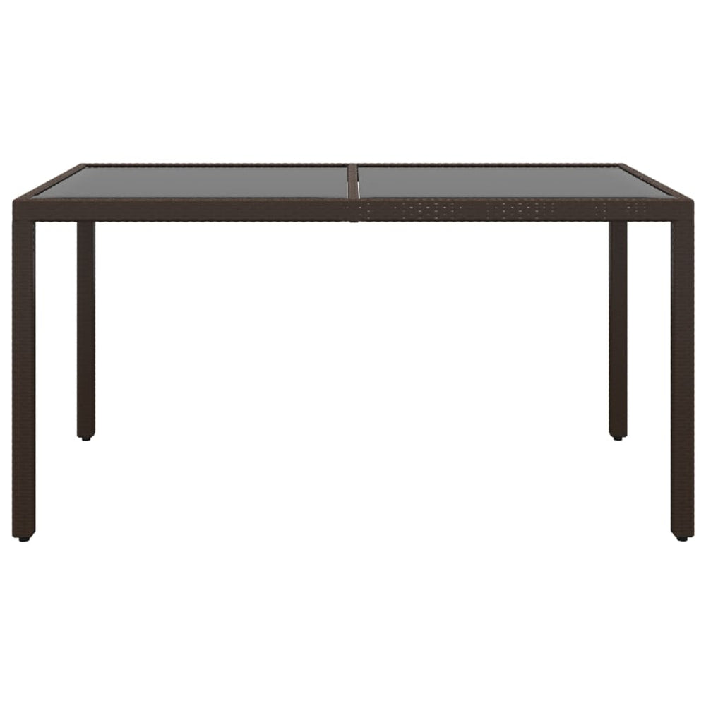 Tuintafel 150x90x75 cm gehard glas en poly rattan bruin MeubelReus