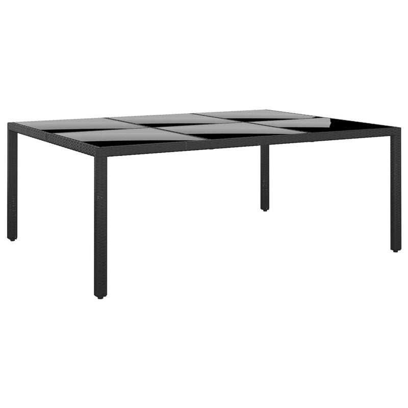 Tuintafel 200x150x75 cm gehard glas en poly rattan zwart MeubelReus