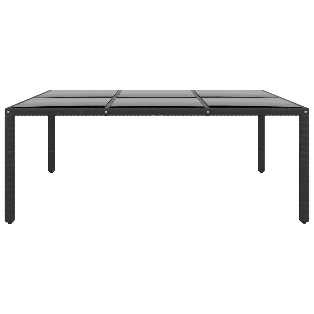 Tuintafel 200x150x75 cm gehard glas en poly rattan zwart MeubelReus