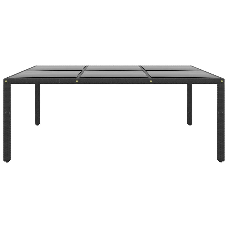 Tuintafel 200x150x75 cm gehard glas en poly rattan zwart MeubelReus