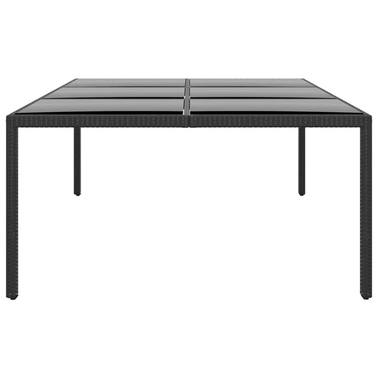 Tuintafel 200x150x75 cm gehard glas en poly rattan zwart MeubelReus