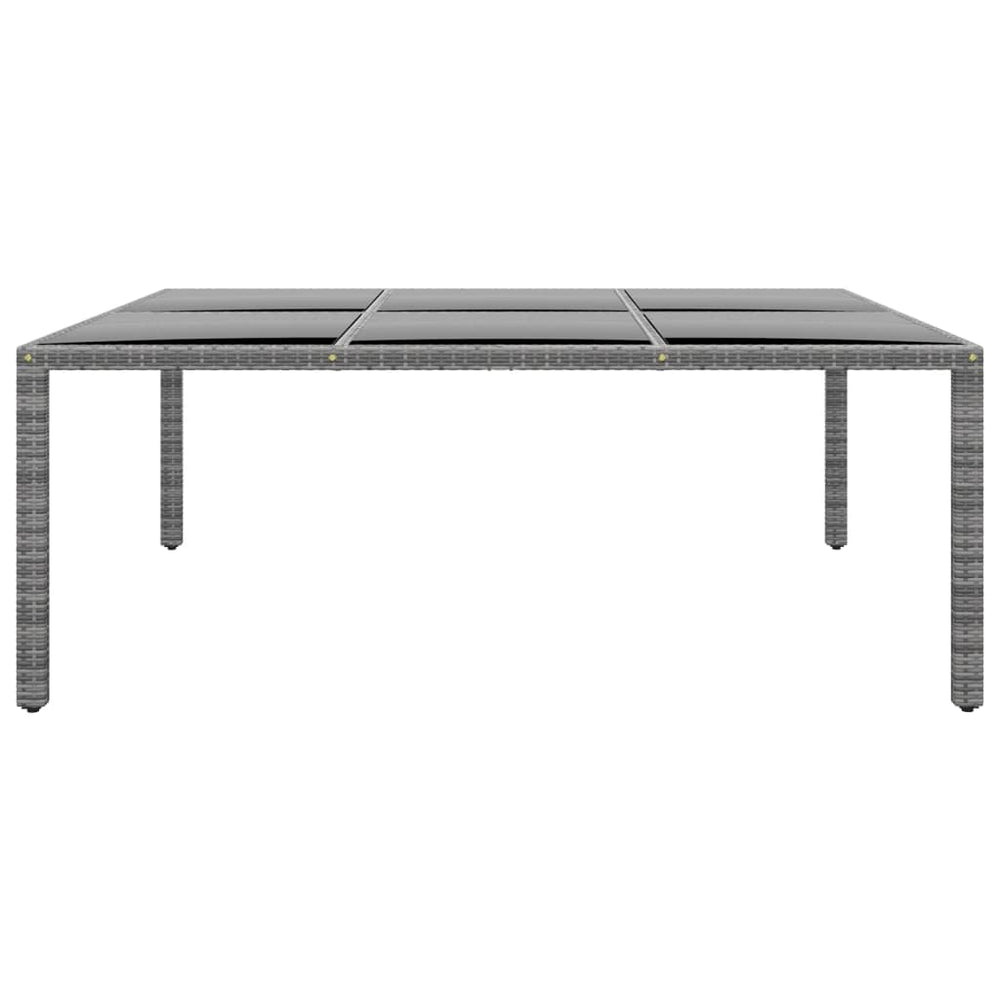 Tuintafel 200x150x75 cm gehard glas en poly rattan grijs MeubelReus