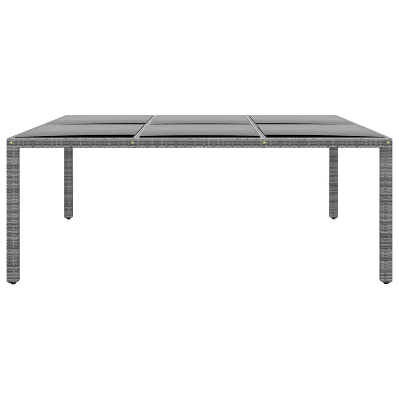Tuintafel 200x150x75 cm gehard glas en poly rattan grijs MeubelReus