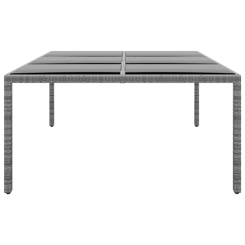 Tuintafel 200x150x75 cm gehard glas en poly rattan grijs MeubelReus