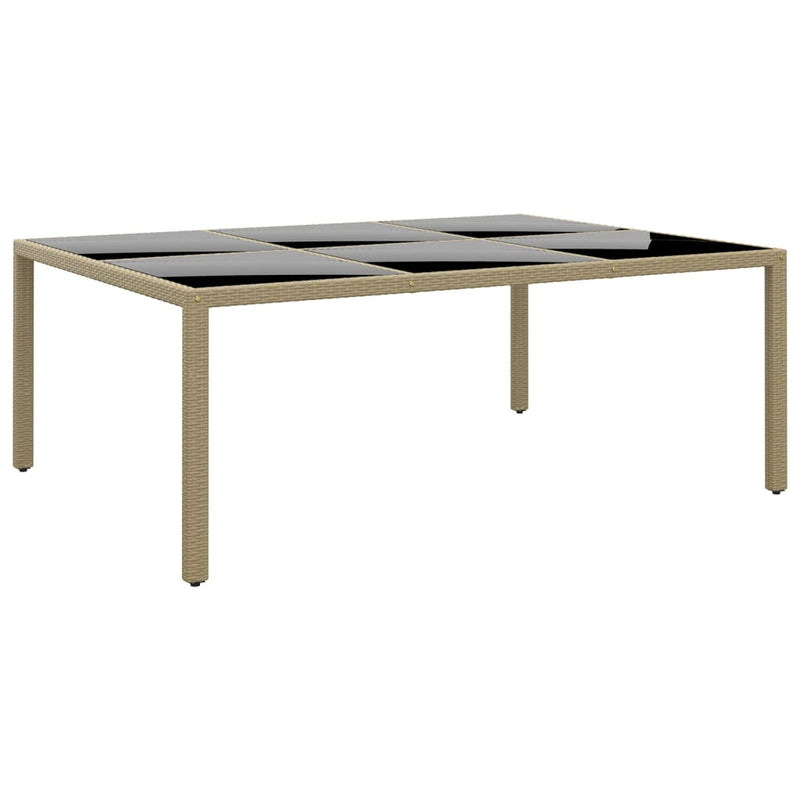 Tuintafel 200x150x75 cm gehard glas en poly rattan beige MeubelReus
