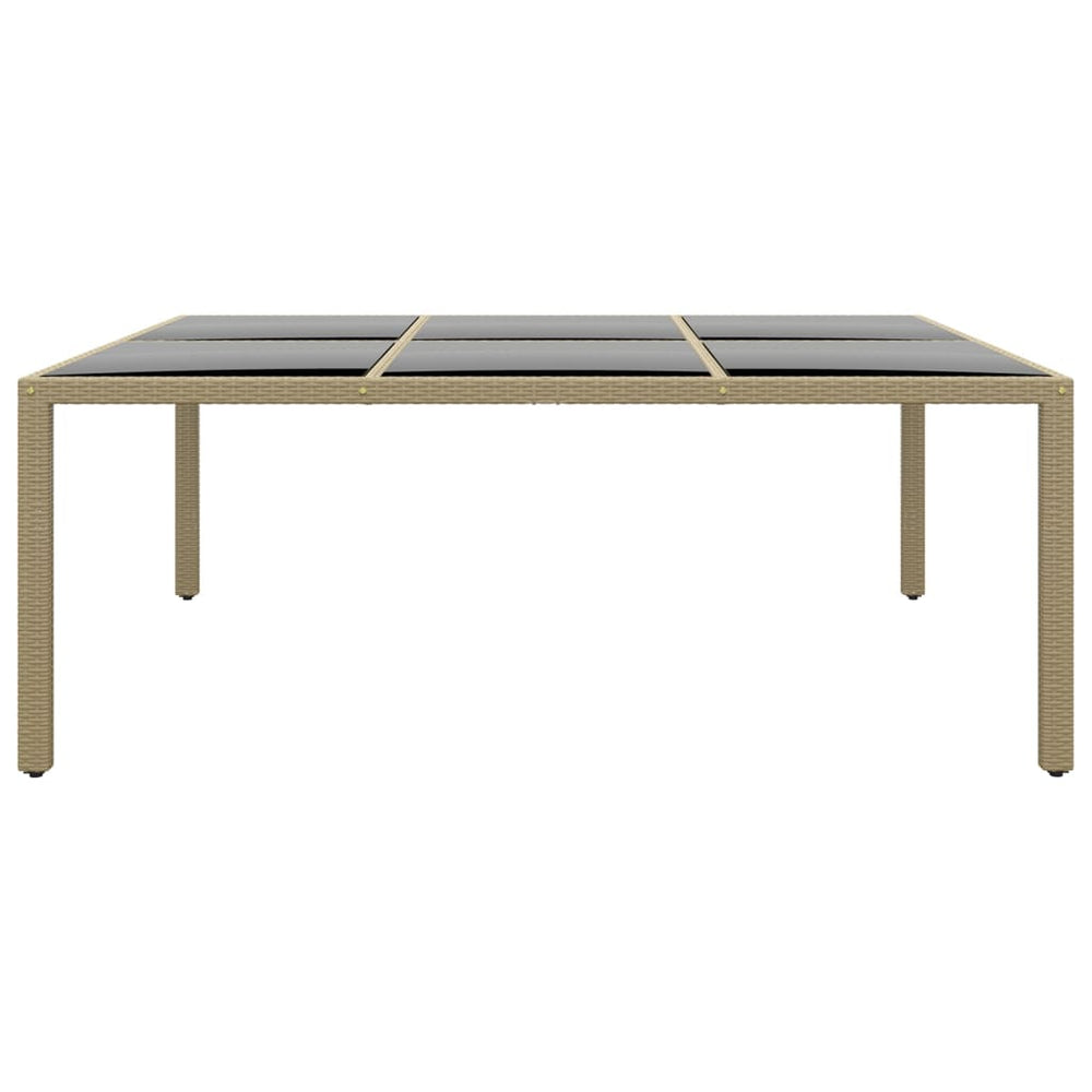 Tuintafel 200x150x75 cm gehard glas en poly rattan beige MeubelReus