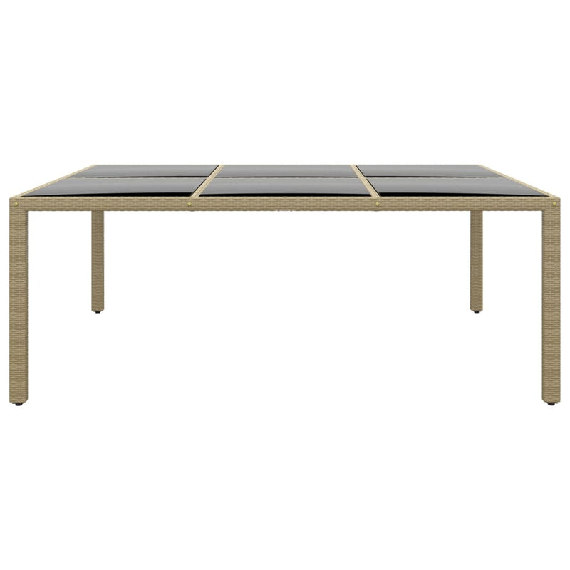 Tuintafel 200x150x75 cm gehard glas en poly rattan beige MeubelReus