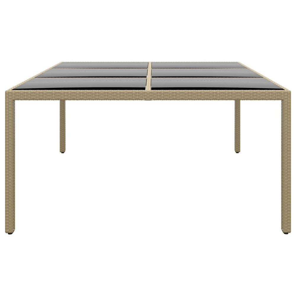 Tuintafel 200x150x75 cm gehard glas en poly rattan beige MeubelReus