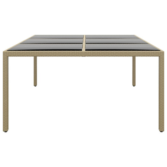 Tuintafel 200x150x75 cm gehard glas en poly rattan beige MeubelReus
