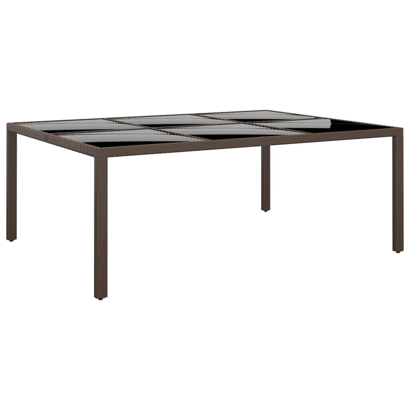 Tuintafel met glazen blad 200x150x75 cm rattan bruin MeubelReus