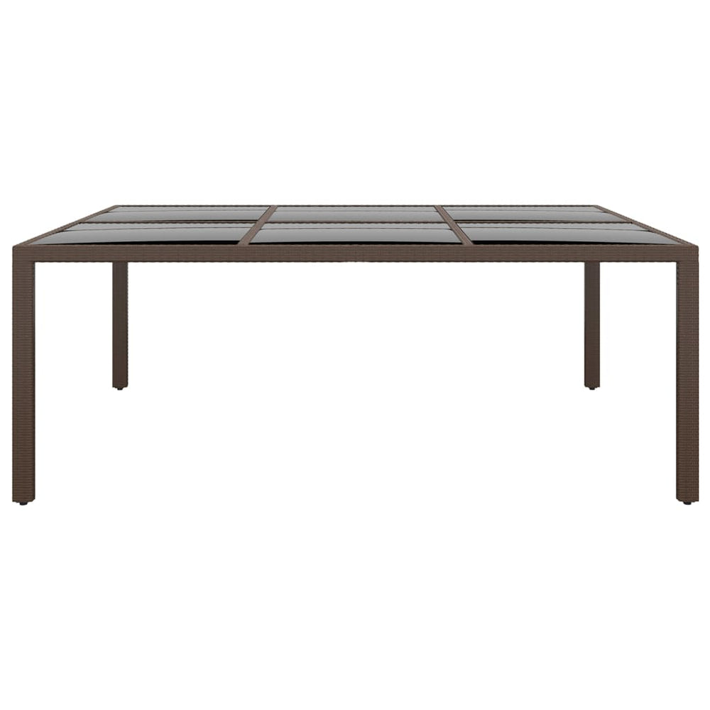 Tuintafel met glazen blad 200x150x75 cm rattan bruin MeubelReus