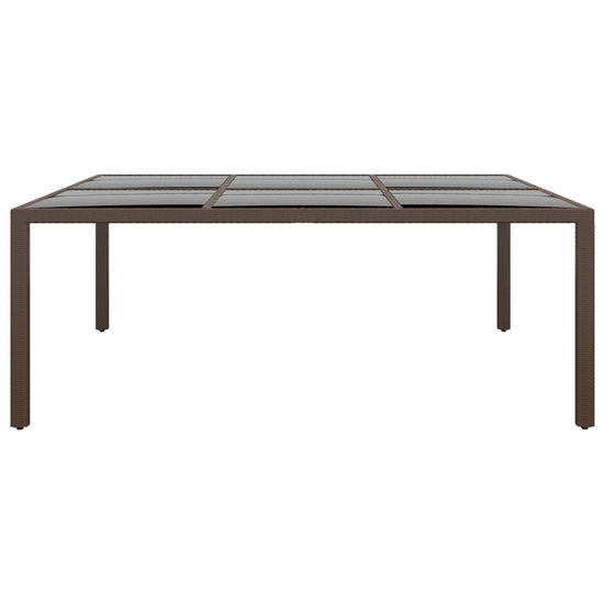 Tuintafel met glazen blad 200x150x75 cm rattan bruin MeubelReus