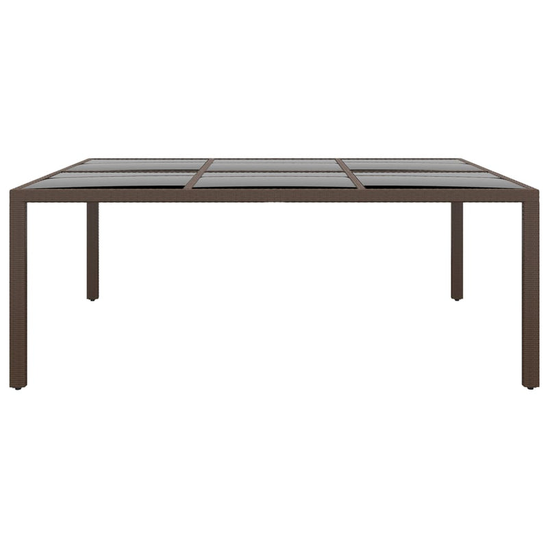 Tuintafel met glazen blad 200x150x75 cm rattan bruin MeubelReus