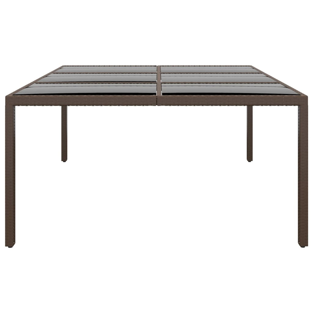 Tuintafel met glazen blad 200x150x75 cm rattan bruin MeubelReus