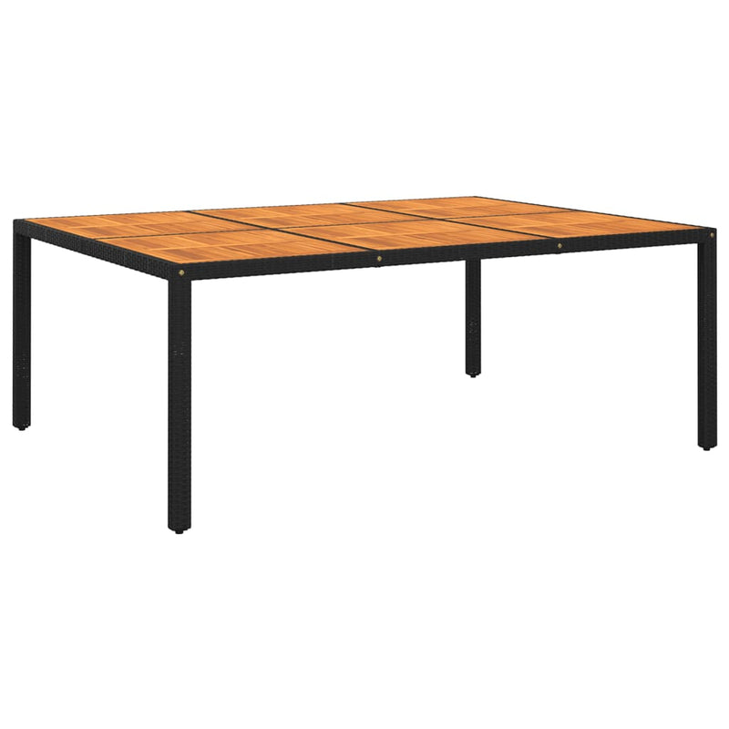 Tuintafel 200x150x75 cm acaciahout en poly rattan zwart MeubelReus