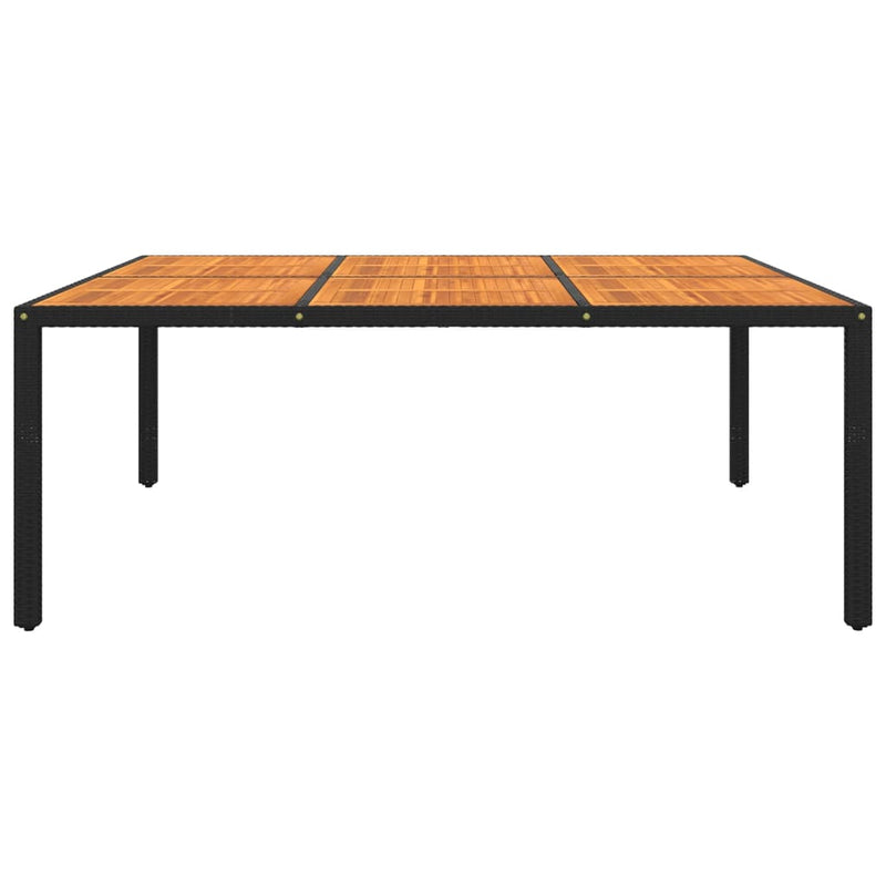 Tuintafel 200x150x75 cm acaciahout en poly rattan zwart MeubelReus