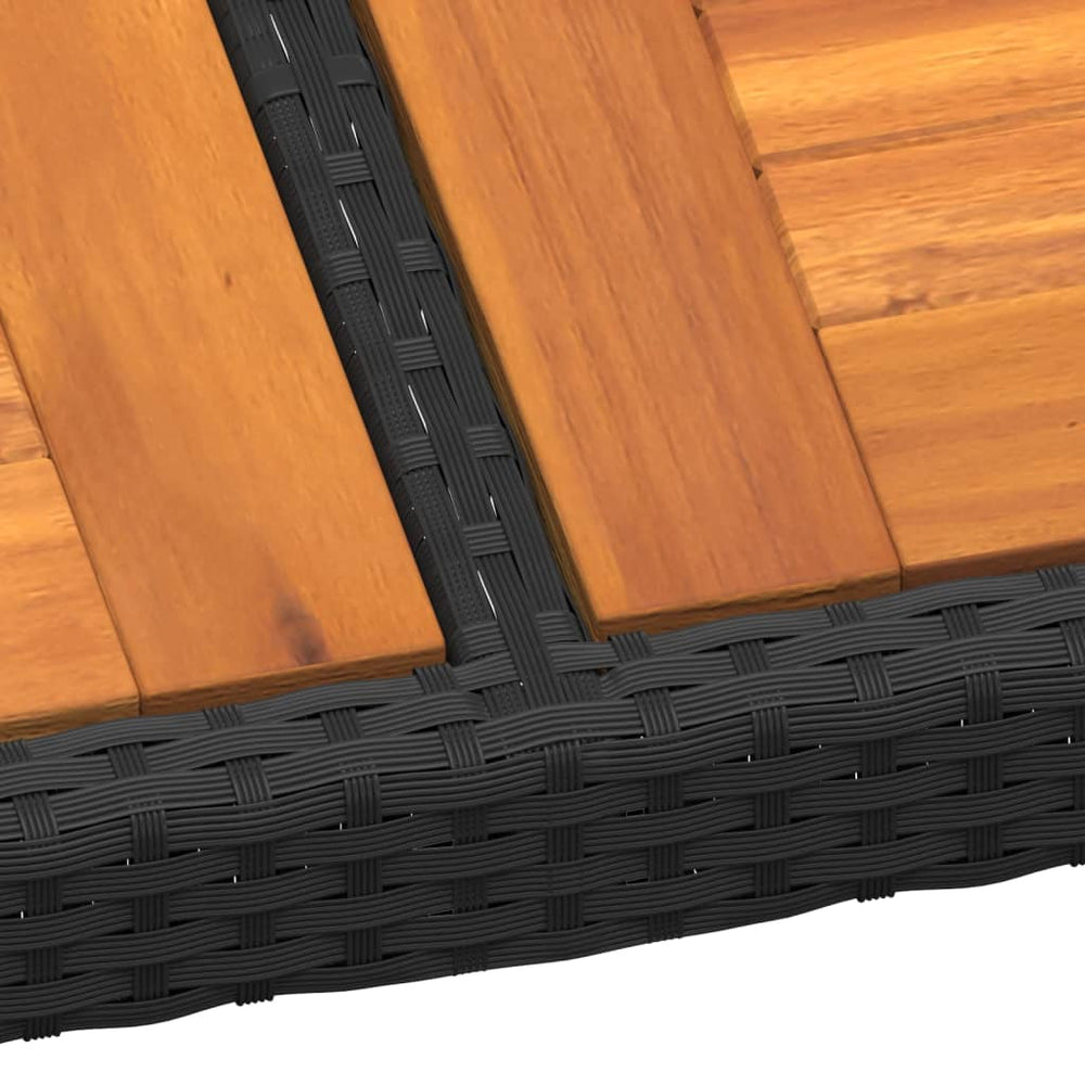 Tuintafel 200x150x75 cm acaciahout en poly rattan zwart MeubelReus