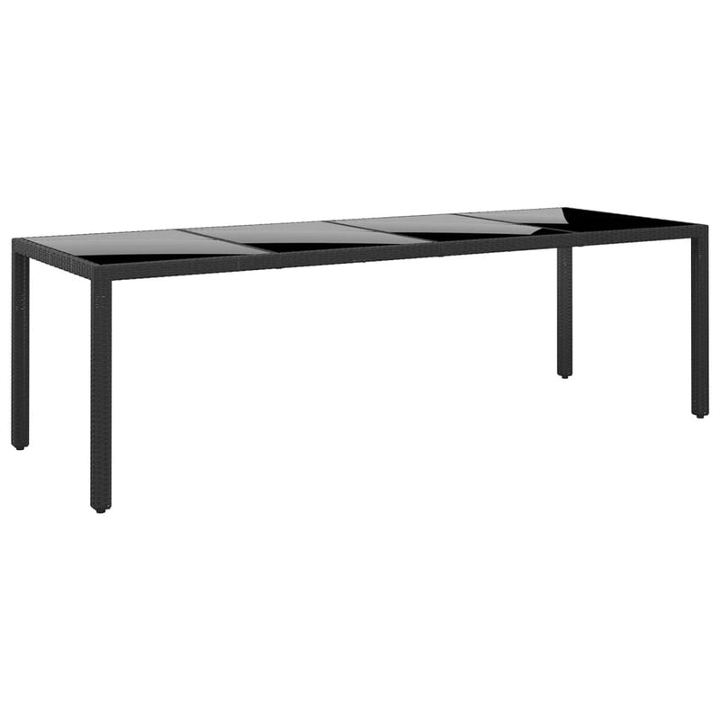 Tuintafel 250x100x75 cm gehard glas en poly rattan zwart MeubelReus