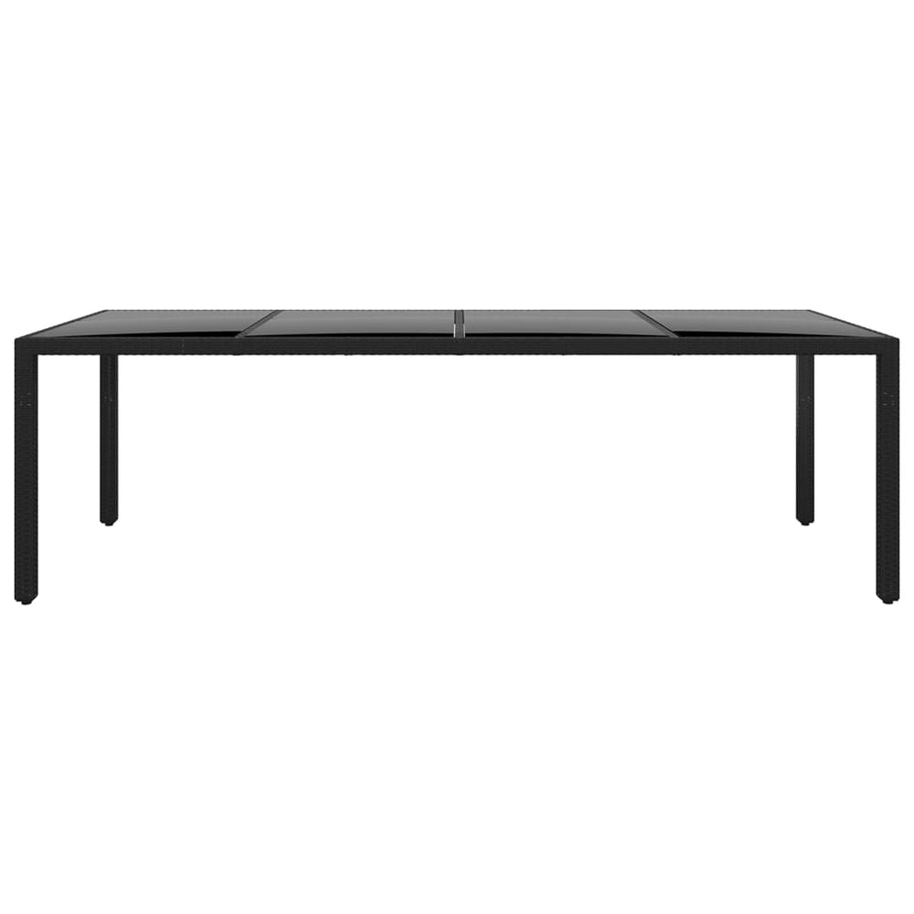 Tuintafel 250x100x75 cm gehard glas en poly rattan zwart MeubelReus
