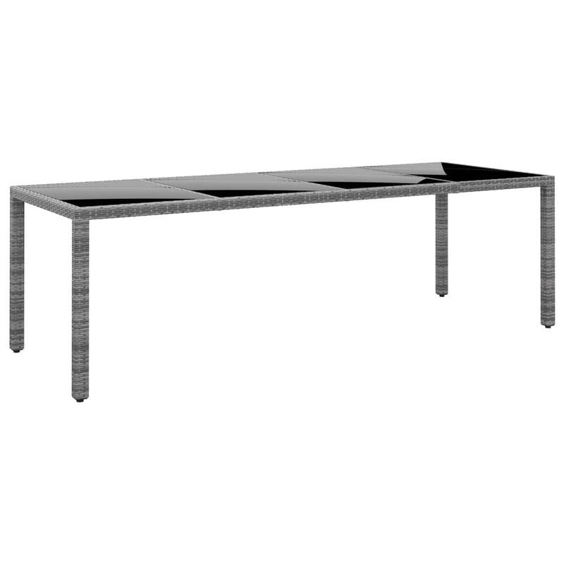 Tuintafel 250x100x75 cm gehard glas en poly rattan grijs MeubelReus