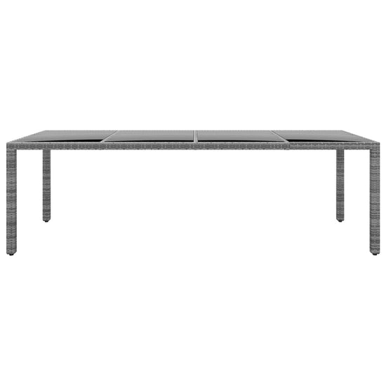 Tuintafel 250x100x75 cm gehard glas en poly rattan grijs MeubelReus