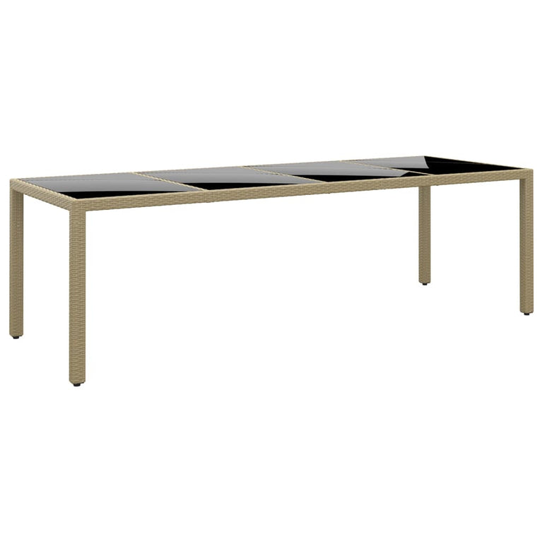 Tuintafel met glazen blad poly rattan beige MeubelReus