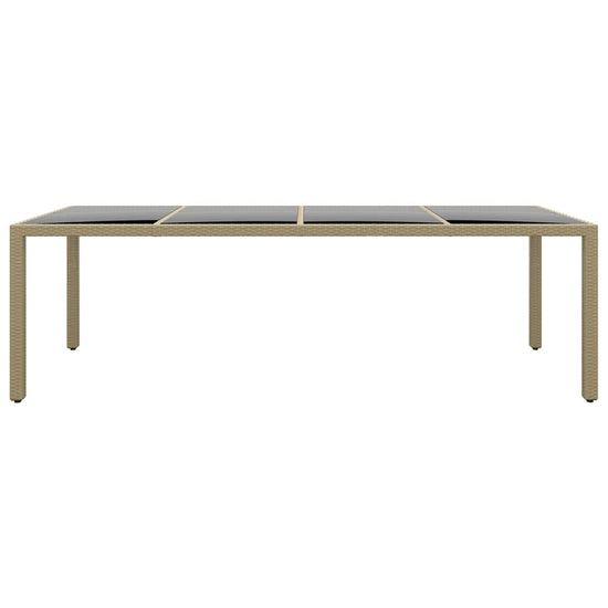 Tuintafel met glazen blad poly rattan beige MeubelReus