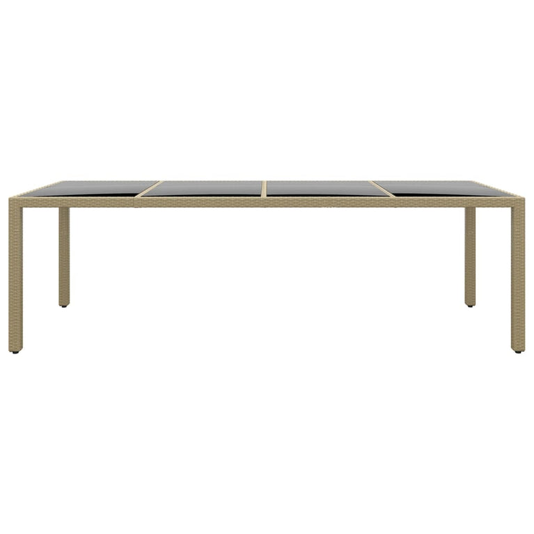 Tuintafel met glazen blad poly rattan beige MeubelReus