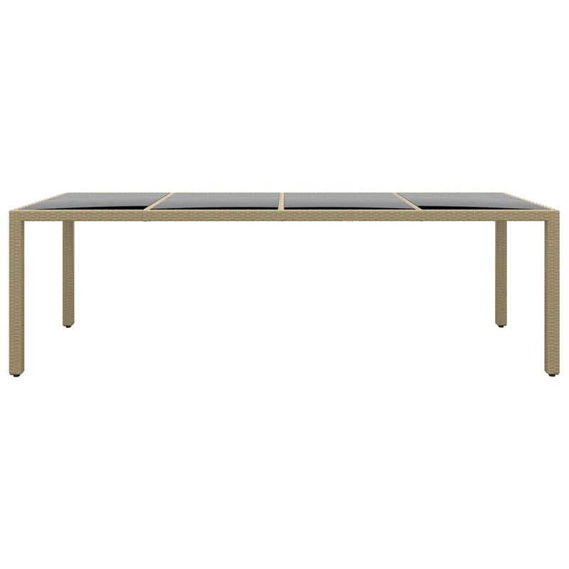 Tuintafel met glazen blad poly rattan beige MeubelReus