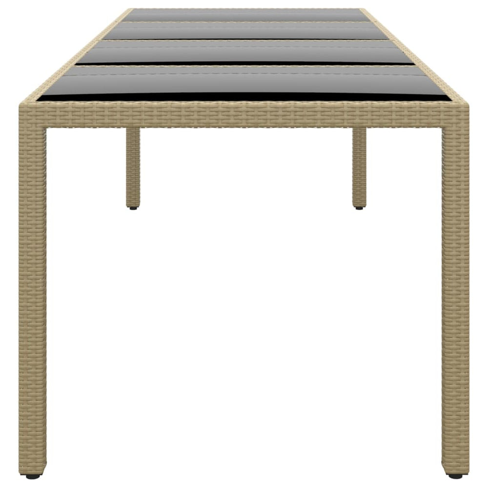Tuintafel met glazen blad poly rattan beige MeubelReus