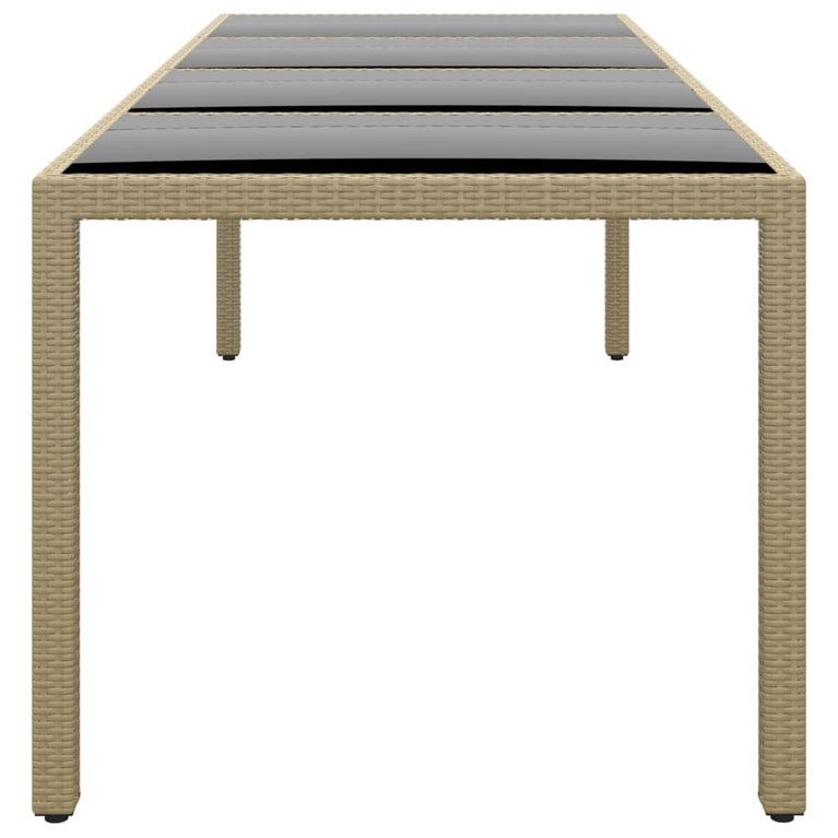 Tuintafel met glazen blad poly rattan beige MeubelReus