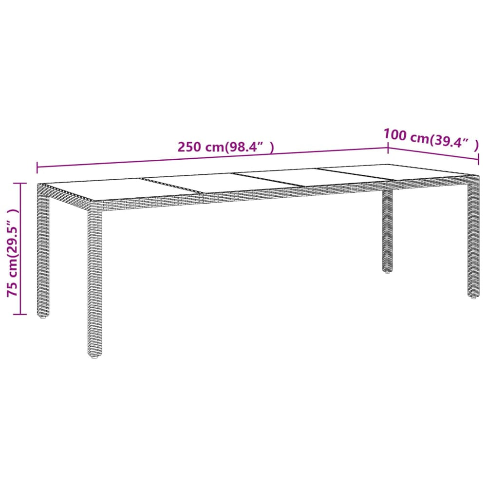 Tuintafel met glazen blad poly rattan beige MeubelReus