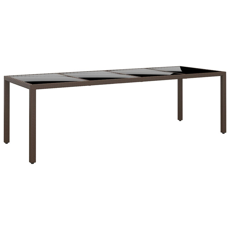 Tuintafel met glazen blad poly rattan bruin MeubelReus