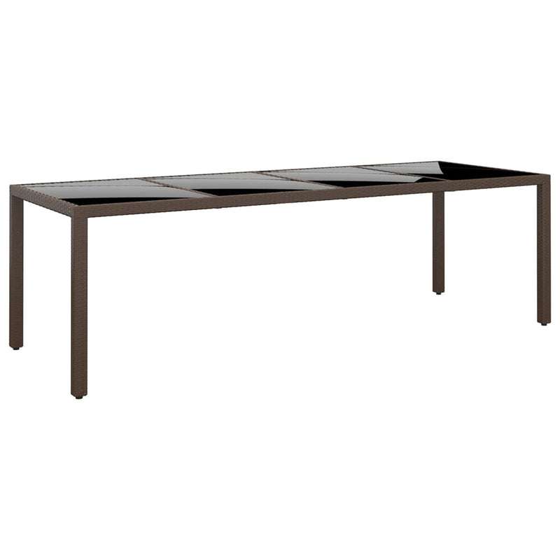 Tuintafel met glazen blad poly rattan bruin MeubelReus