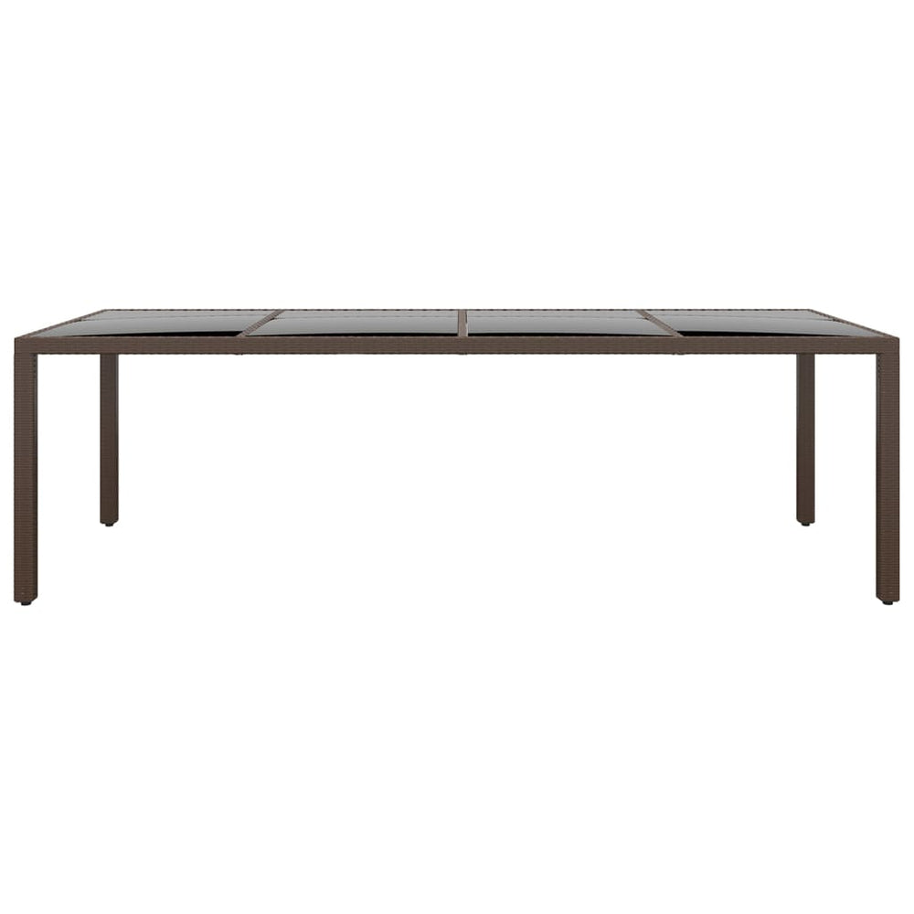 Tuintafel met glazen blad poly rattan bruin MeubelReus