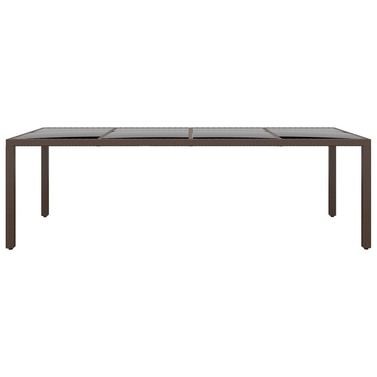 Tuintafel met glazen blad poly rattan bruin MeubelReus
