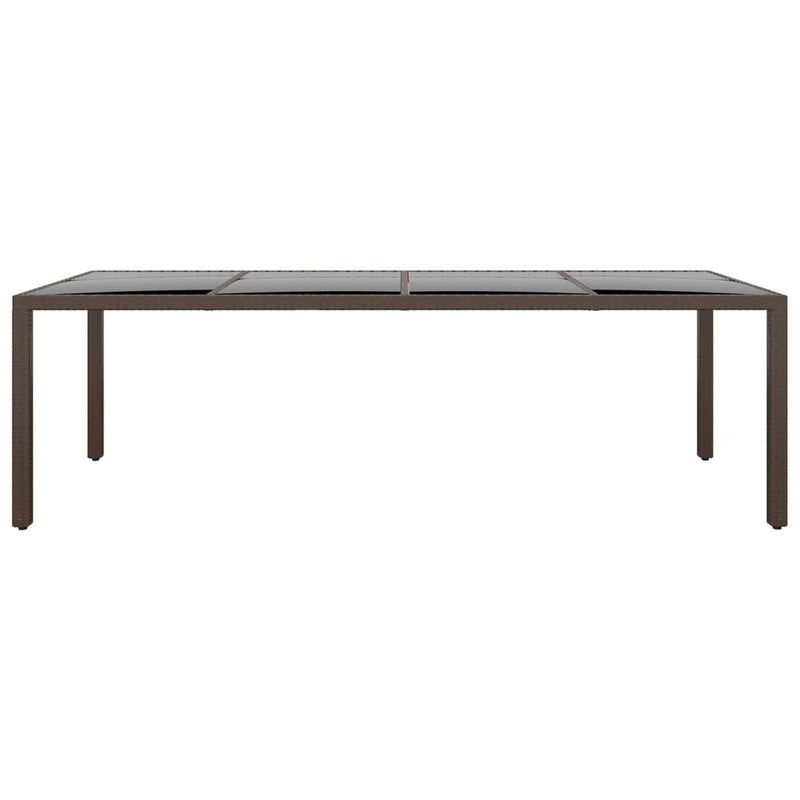 Tuintafel met glazen blad poly rattan bruin MeubelReus