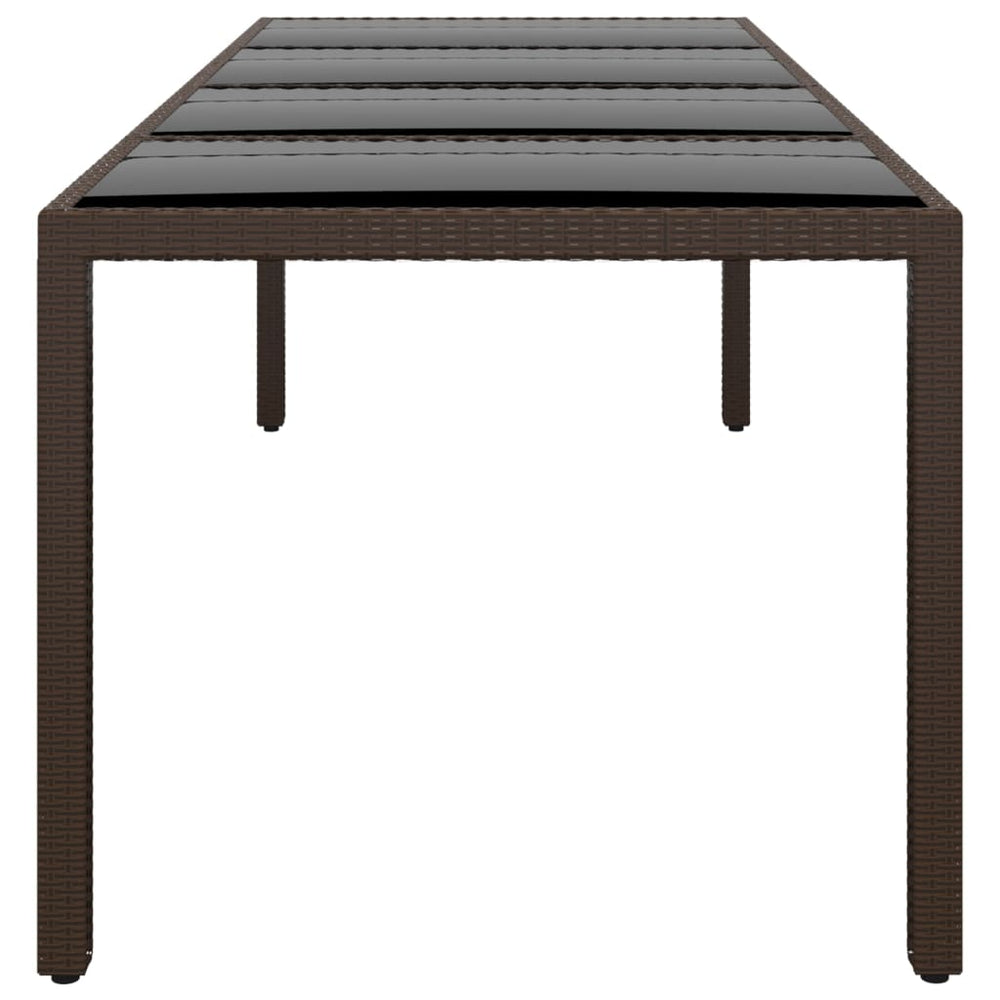 Tuintafel met glazen blad poly rattan bruin MeubelReus