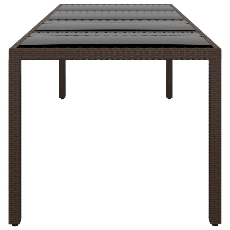 Tuintafel met glazen blad poly rattan bruin MeubelReus