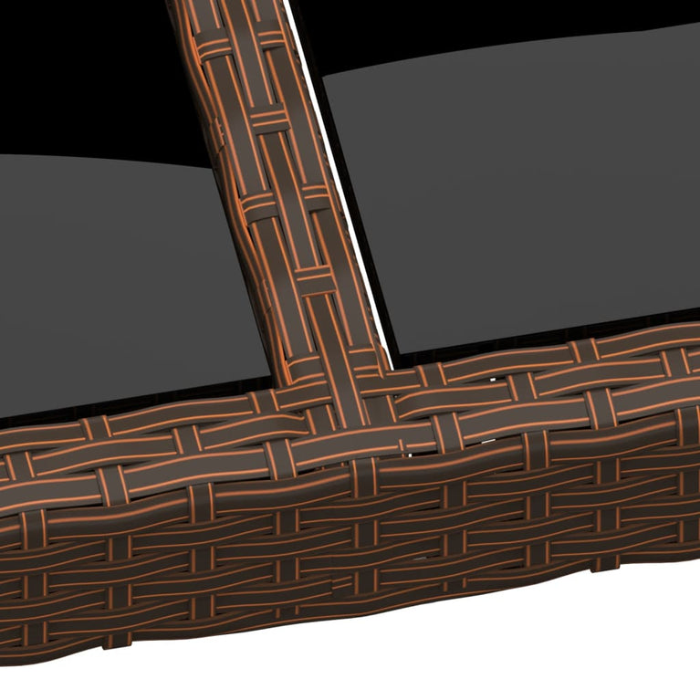 Tuintafel met glazen blad poly rattan bruin MeubelReus