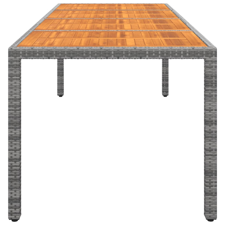 Tuintafel 250x100x75 cm poly rattan en massief acaciahout grijs MeubelReus