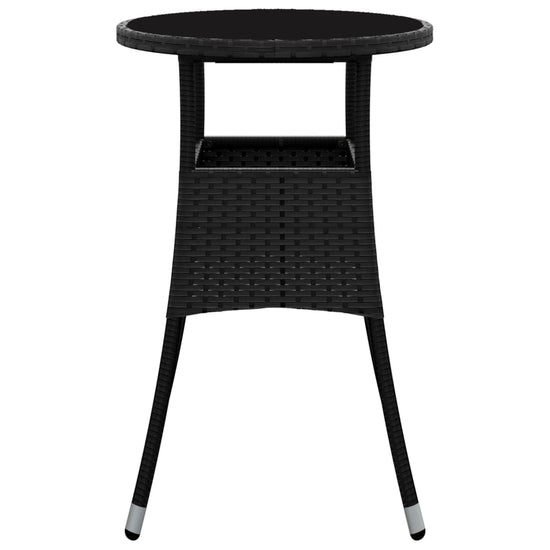 Tuintafel Ø60x75 cm gehard glas en poly rattan zwart MeubelReus