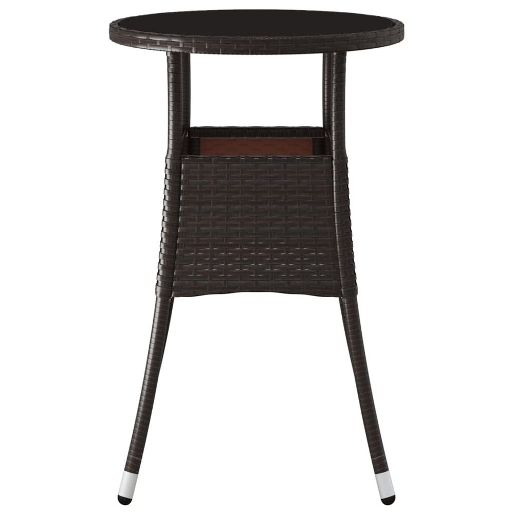 Tuintafel Ø60x75 cm gehard glas en poly rattan bruin MeubelReus