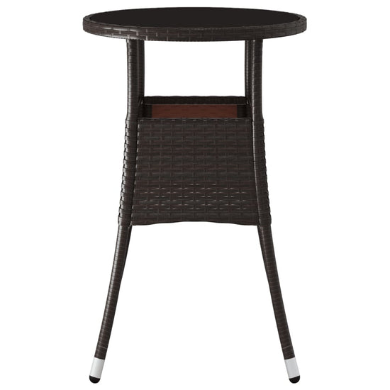 Tuintafel Ø60x75 cm gehard glas en poly rattan bruin MeubelReus