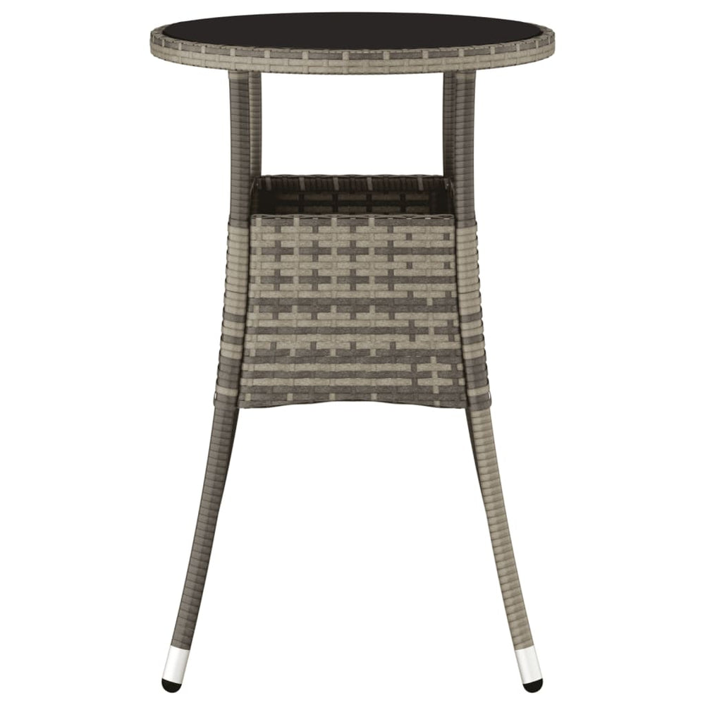 Tuintafel Ø60x75 cm gehard glas en poly rattan grijs MeubelReus