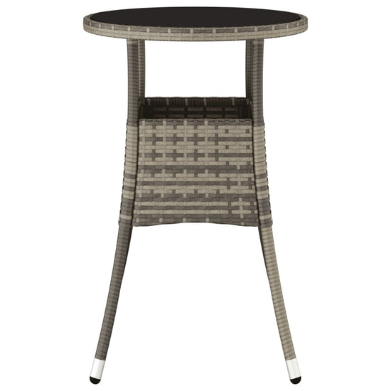 Tuintafel Ø60x75 cm gehard glas en poly rattan grijs MeubelReus