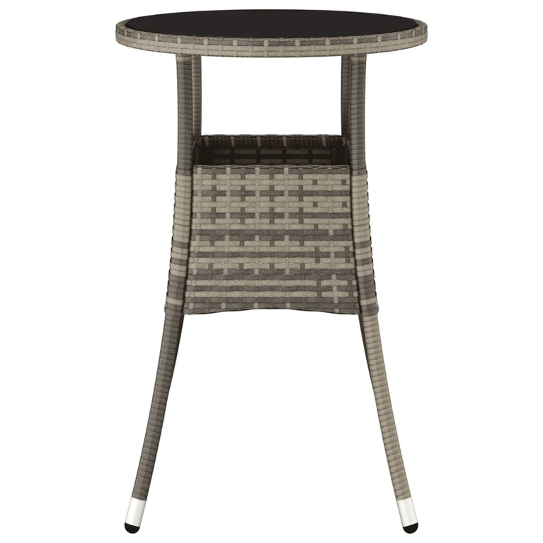 Tuintafel Ø60x75 cm gehard glas en poly rattan grijs MeubelReus