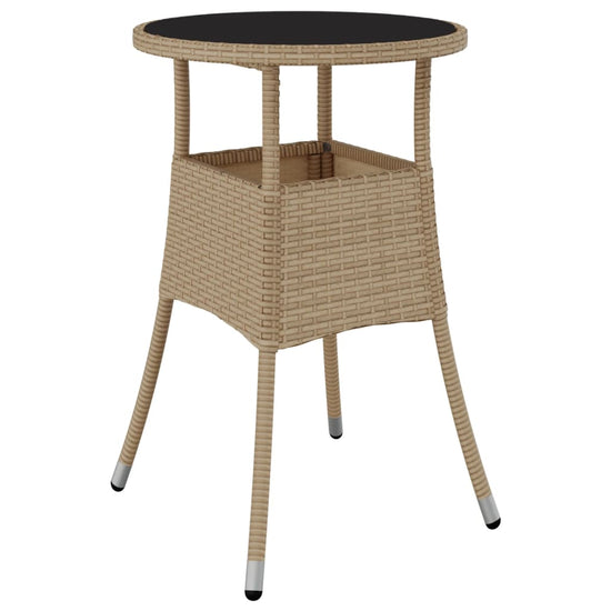 Tuintafel Ø60x75 cm gehard glas en poly rattan beige MeubelReus